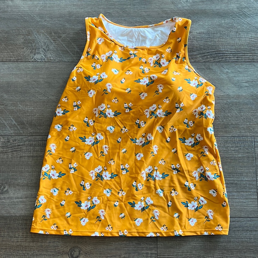 Floral Yellow Swim Top